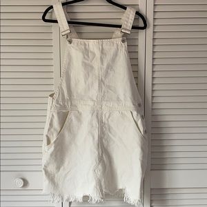 White denim overall skirt